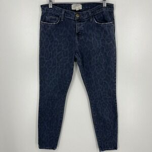 Current Elliott The Stiletto Skinny Jeans Oil Spill Painted Leopard Grey Size 28